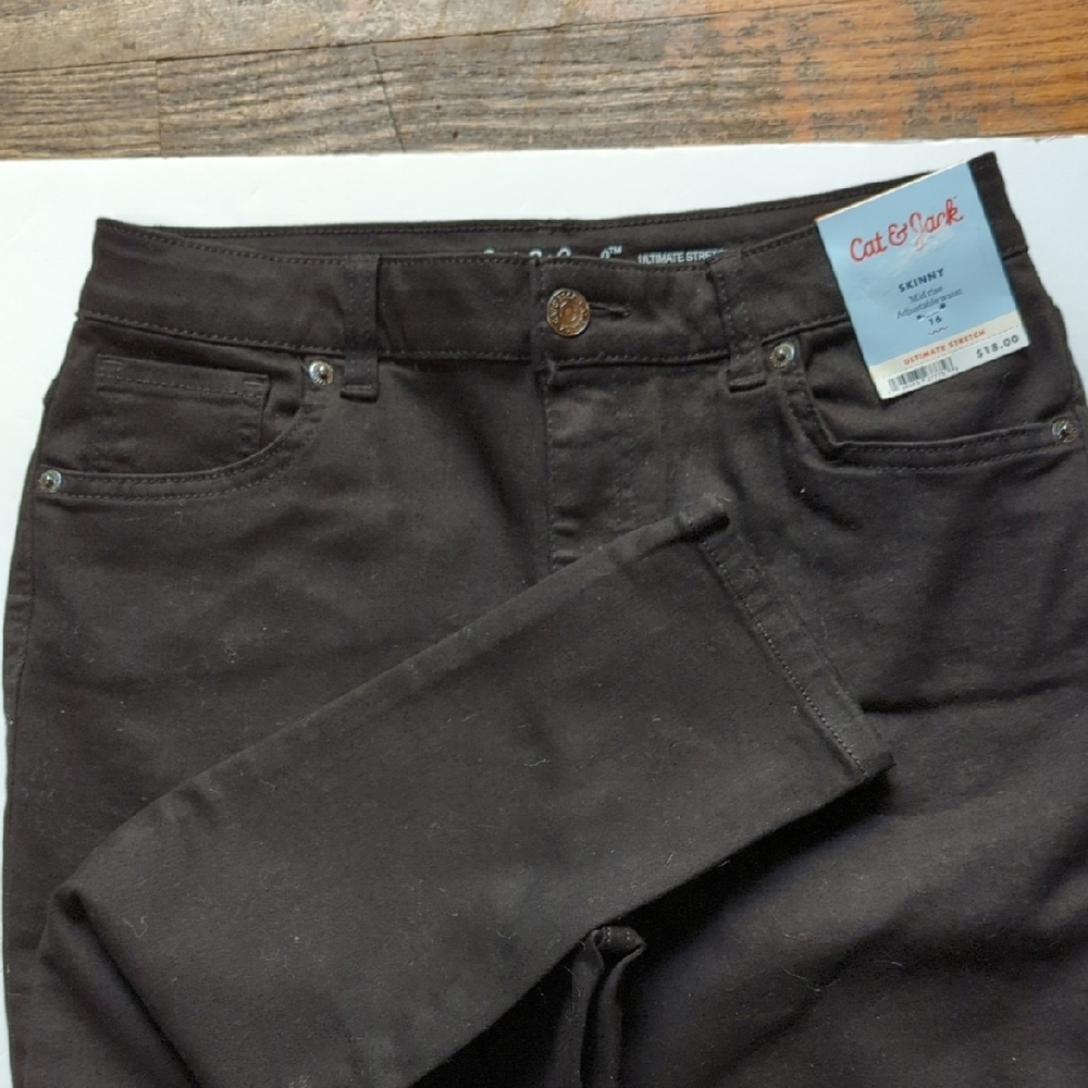 NWT 2 PAIRS Cat & Jack Mid-Rise Skinny Jeans  Adjustable Waist SZ 16 - Picture 9 of 12